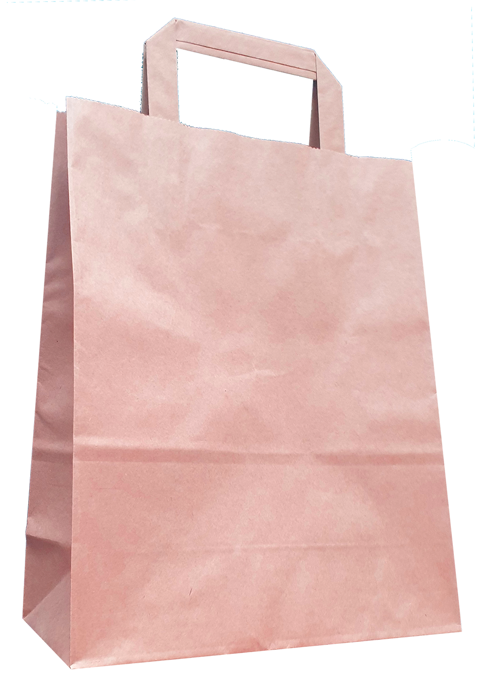 Braune Papiertragetasche mit Flachhenkeln und verstärkten Blatt-Innenflachhenkeln