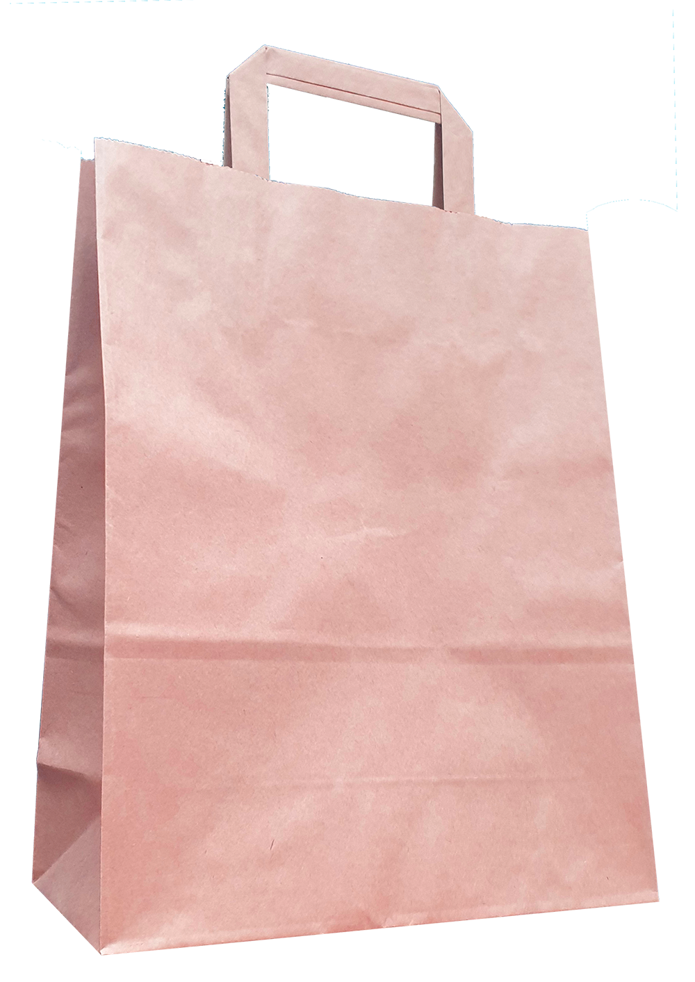 Braune Papiertragetasche mit Flachhenkeln und verstärkten Blatt-Innenflachhenkeln