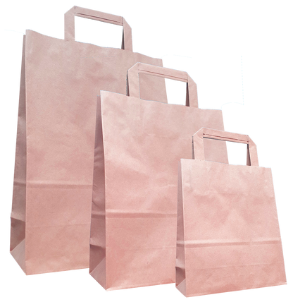 Braune Papiertragetasche mit Flachhenkeln und verstärkten Blatt-Innenflachhenkeln